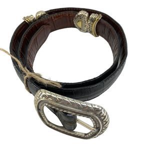 Brighton Marcus 2 Tone Belt VTG Black & Brown Leather Size S M 30 2521 Women